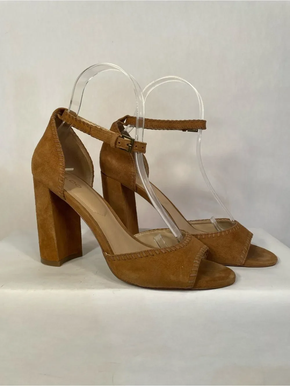 Aldo Women’s Ankle-Strap Block Heel Sandals - Brown Suede